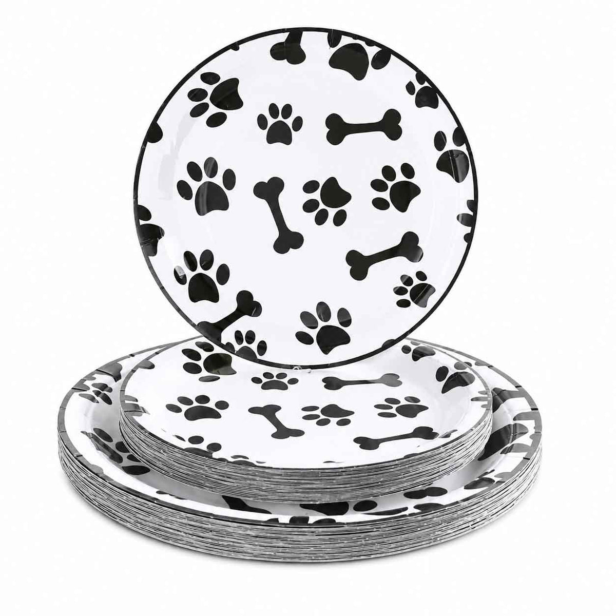 Set De Platos De Cumpleaños Para Perros Con Diseño De Patas Y Huesos
