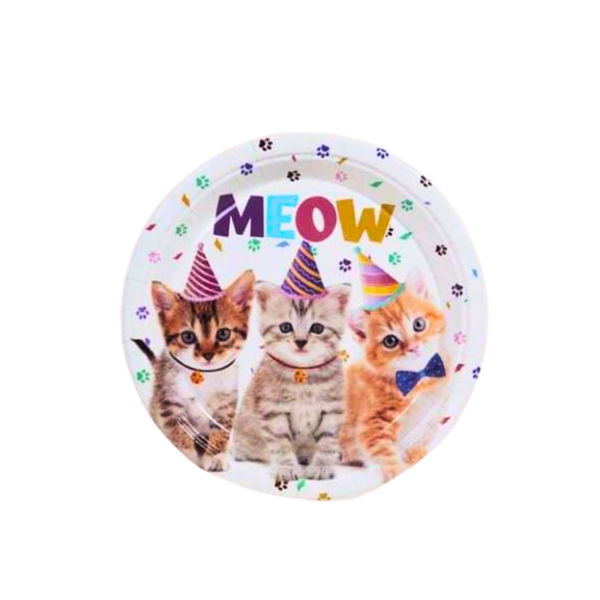 Set De Platos Con Diseño De Gato Para Cumpleaños De Gatos