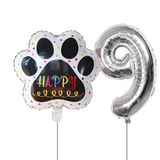 Globos De Cumpleaños Para Mascotas Del 0 Al 9 - Plateado - Moxy Pet Box