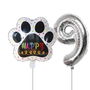 Balões de aniversário para animais de estimação 0 a 9 - Prata