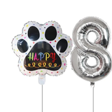 Globos De Cumpleaños Para Mascotas Del 0 Al 9 - Plateado - Moxy Pet Box