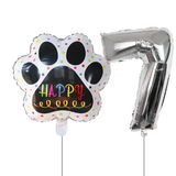 Globos De Cumpleaños Para Mascotas Del 0 Al 9 - Plateado - Moxy Pet Box