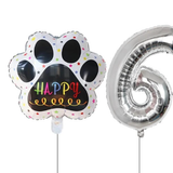 Globos De Cumpleaños Para Mascotas Del 0 Al 9 - Plateado - Moxy Pet Box