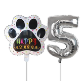Globos De Cumpleaños Para Mascotas Del 0 Al 9 - Plateado - Moxy Pet Box