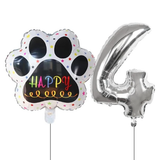 Globos De Cumpleaños Para Mascotas Del 0 Al 9 - Plateado - Moxy Pet Box