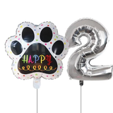 Globos De Cumpleaños Para Mascotas Del 0 Al 9 - Plateado - Moxy Pet Box
